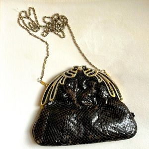 Vintage Elka bird clutch with removable chain strap